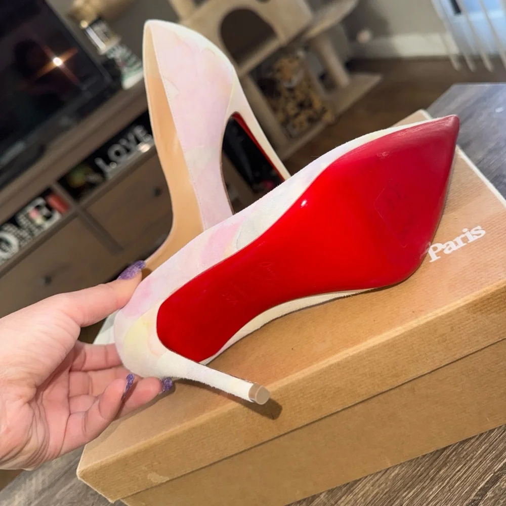 Aquarelle Kate Suede 120 Heels By Christian Louboutin. Size 38.5 Worn Once - Picture 4 of 9